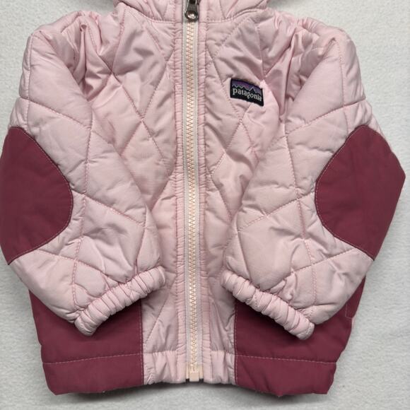 Patagonia Baby Puff Rider Quilted Puffer Jacket‎ Hooded Elbow Patch Sz. 6 Months - Picture 5 of 11